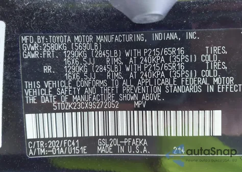 2009 Toyota Sienna Le from USA, damaged, VIN 5TDZK23CX9S272052